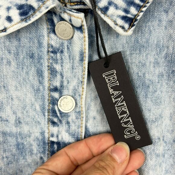 Blank NYC womens extra small button boho Denim shorts romper new elastic waist - Picture 3 of 10